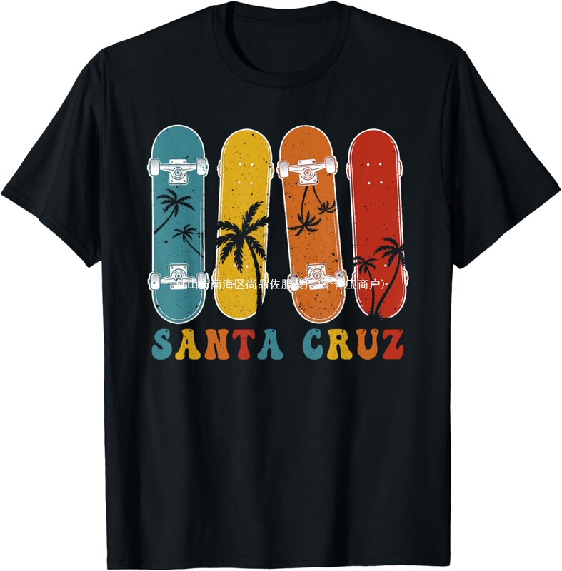 Vintage Retro Skateboard Graphic Design Santa Cruz T-Shirt Graphic T-Shirt Printed on Demand Men's Clothing Camisa