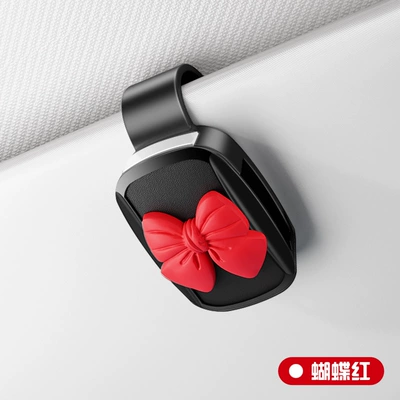 Clip for In-Car Use, Car Glasses Clip/Bill Clip - bow-black-y002-oval-glasses-clip