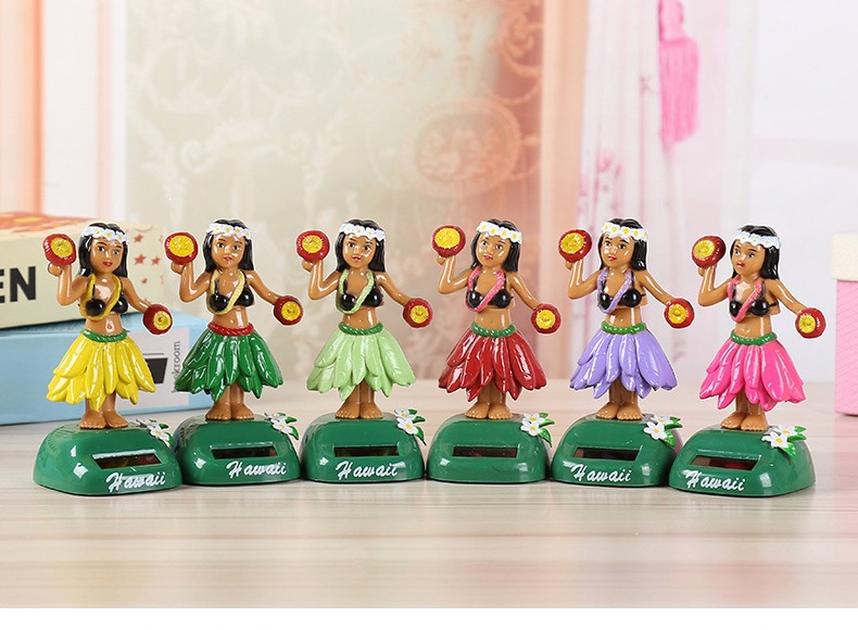 New Solar-Powered Swinging Hawaiian Girl Car Decoration Creative Cartoon Car Ornament Gift