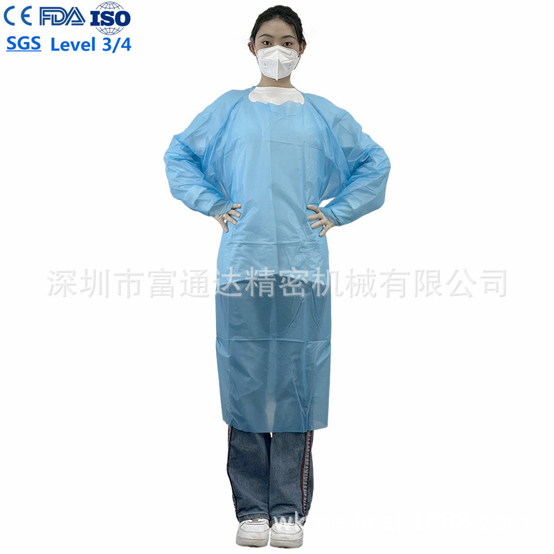 FDA/CE可发国外CPE拇指扣隔离衣 用于喷涂行业防护一次性塑料围裙