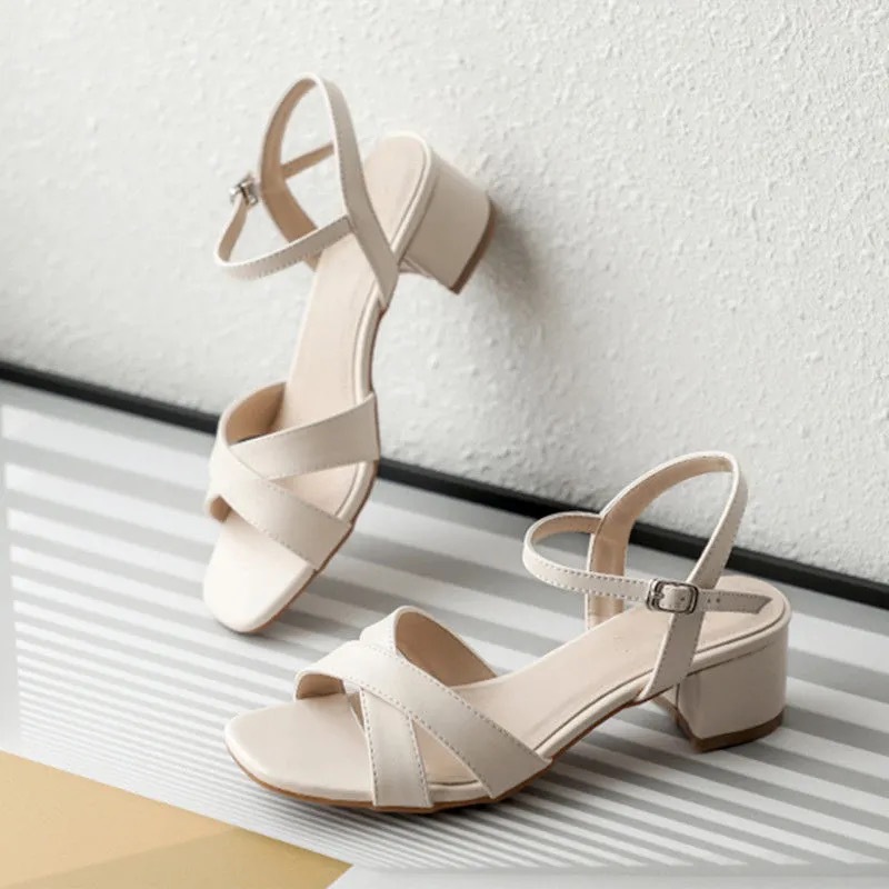 Dedo desnudo con sandalias mujeres 2026 nuevo verano cuadrado tacones gruesos de hadas estilo de tacones altos de hebilla de un temperamento de zapatos individuales