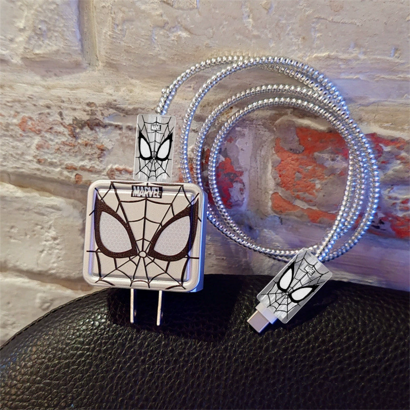Creative Spider-Man iPhone14 data cable protective cover 15promax charging cable anti-break suitable for 11/12