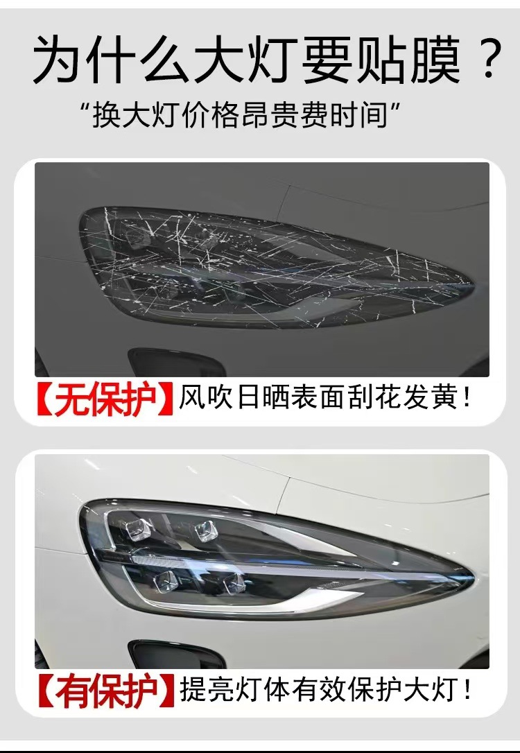 For Xiaomi SU7 headlight protective film light control blackened TPU color film repair scratches car TPU tail light film