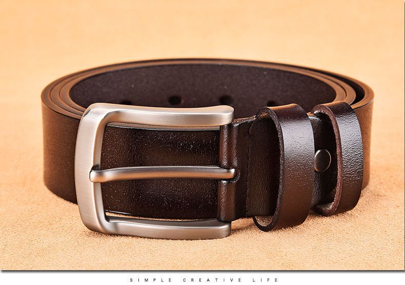 Men's Pin Buckle Leather Belt Business Casual Versatile Waistband Simple Fashion Cross-border Best Seller One-piece Dropshipping Custom Label