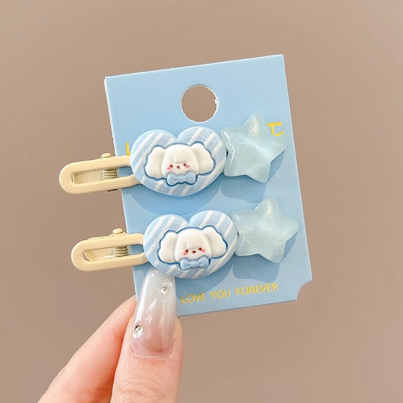 Klein azul rasgado cabello mar pinza de pelo lateral 2024 nuevo clip de alta gama tocado de frente de mujer clip de borde infantil