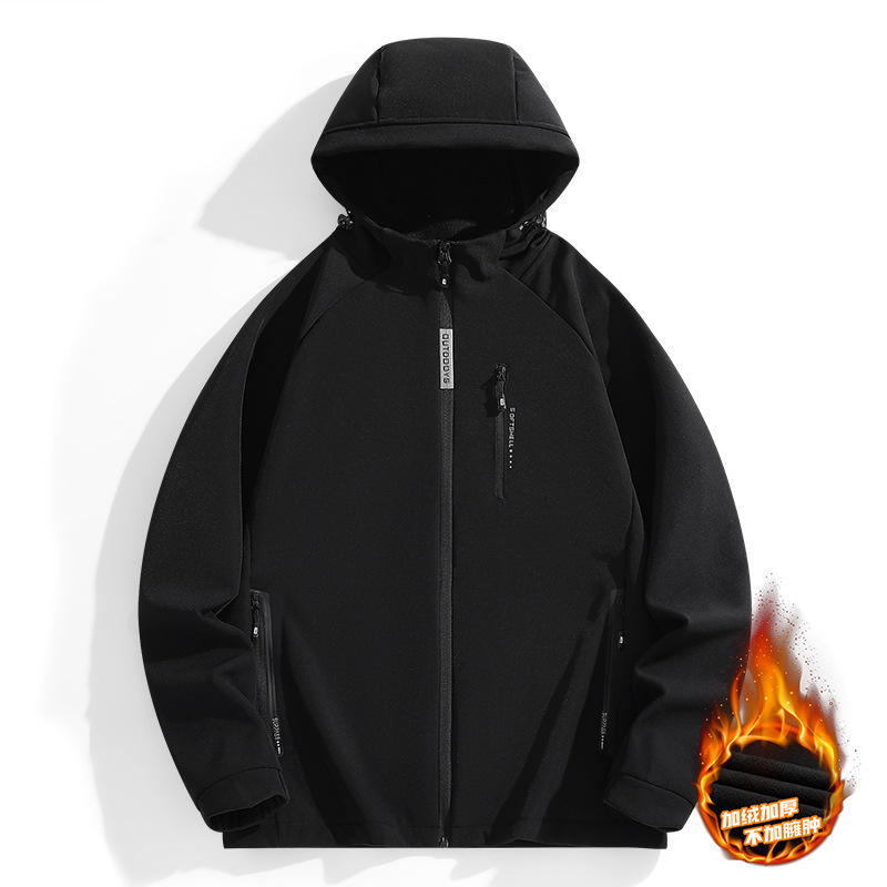 Chaqueta de invierno chaqueta de cáscara suave forro polar de los hombres Cálido impermeable traje de Montañismo al aire libre chaqueta con capucha transfronteriza