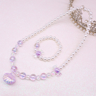 New children's necklace suit girl shell necklace bracelet girl high translucent candy beads accessories jewelry