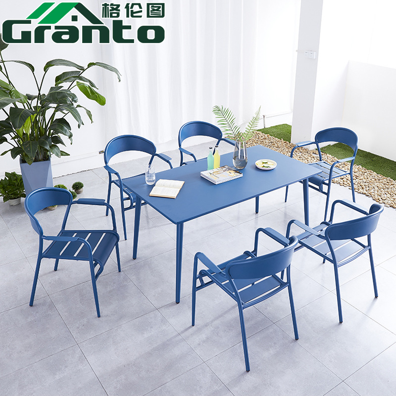 Leisure Chair Outdoor Table and Chair Courtyard Simple Outdoor Balcony Iron Small Coffee Table Outdoor Cast Aluminum Tea Table Set Combination