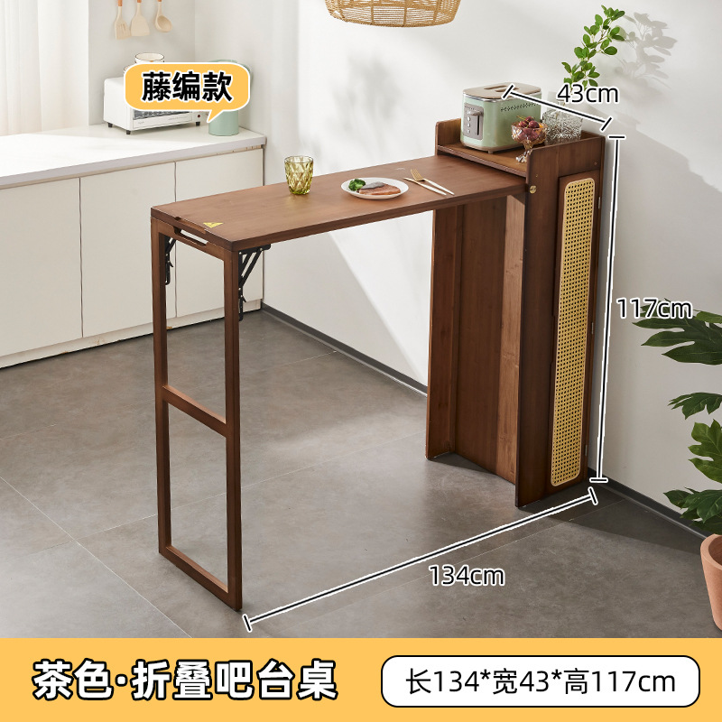 Madera maciza plegable bar Mesa hogar pequeño apartamento retráctil sala de estar alta bar Mesa ratán balcón mesa de comedor instalación-libre