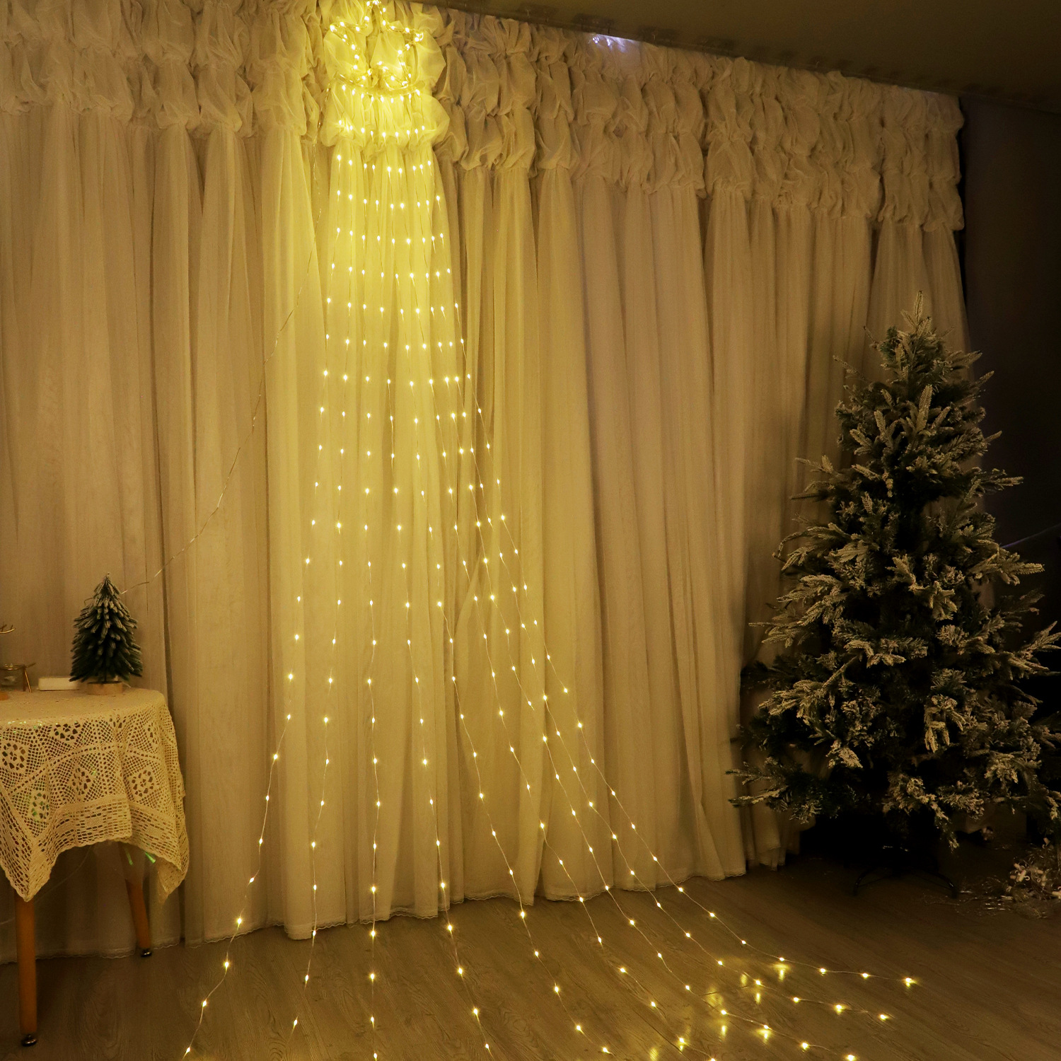 Nuevas cadenas de luz de Navidad LED estrella de lámpara de cascada decoración interior cadenas de luces de atmósfera al aire libre luces de fiesta