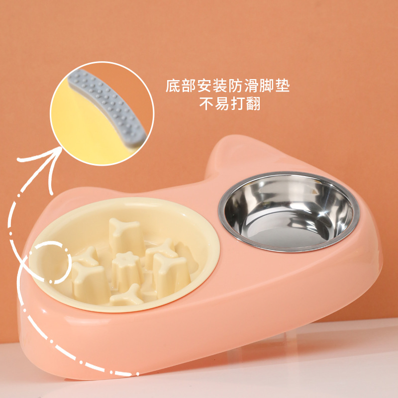 Comedero lento para mascotas, tazón doble con diferentes tamaños, tazón de alimentación lenta antiasfixia, tazón para perros de acero inoxidable, comedero lento para perros pequeños y medianos.