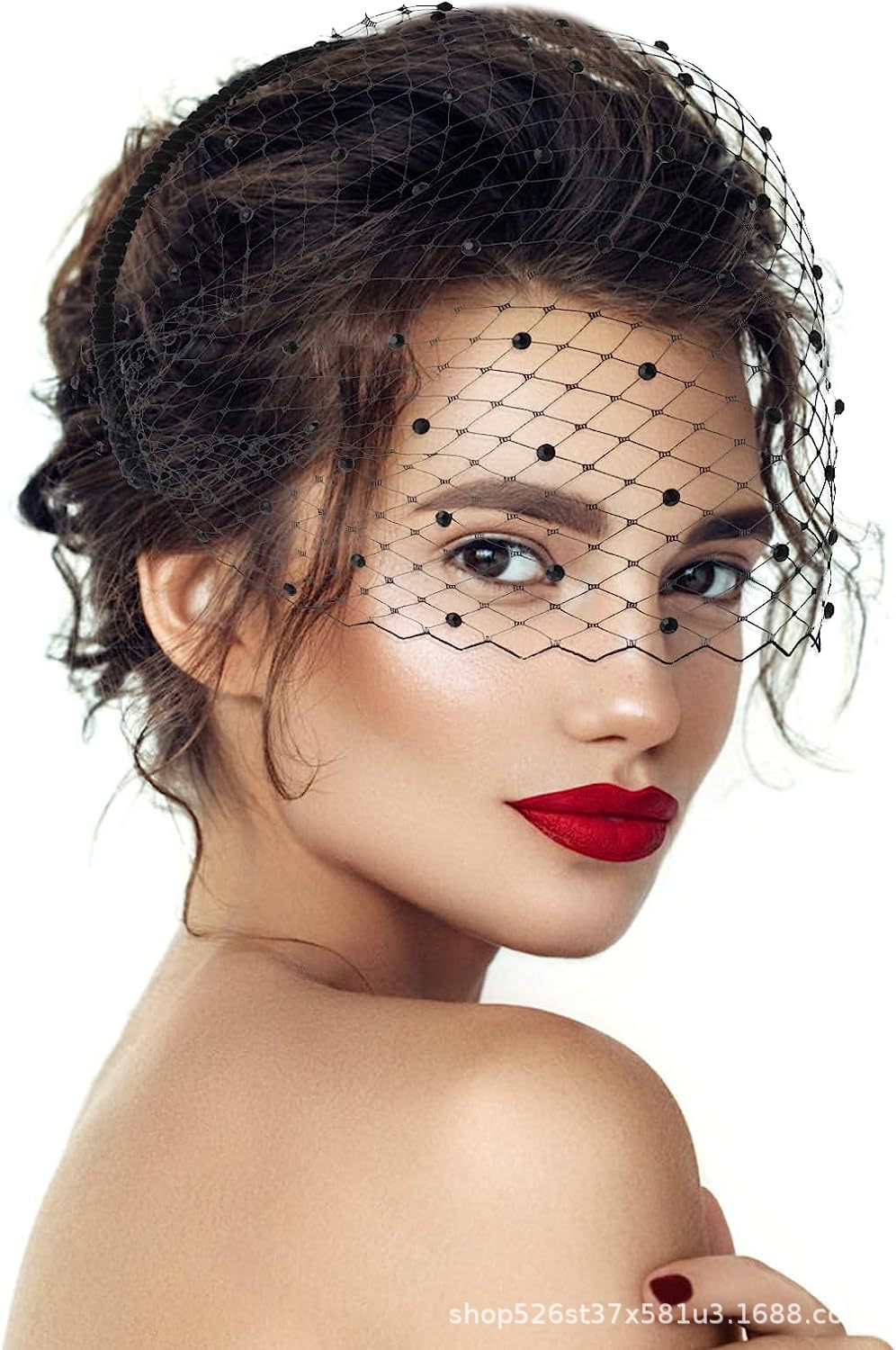 Europa y América Negro diamante velo diadema Amazon AliExpress al por mayor rhinestone velo accesorios para el cabello accesorios nupciales de la vendimia