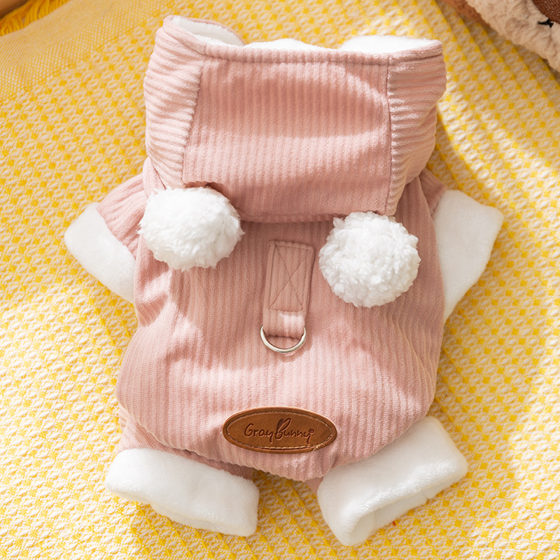 Perro de otoño e invierno, bolsillo de algodón acolchado cálido grueso, chaqueta acolchada de algodón de cuatro patas, gato Teddy Bichon, ropa para perros