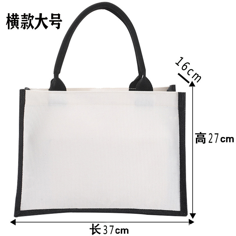 現物卸売り空白麻袋diy手描き麻袋亜麻手提げ袋黒黄麻袋つなぎキャンバス袋|undefined