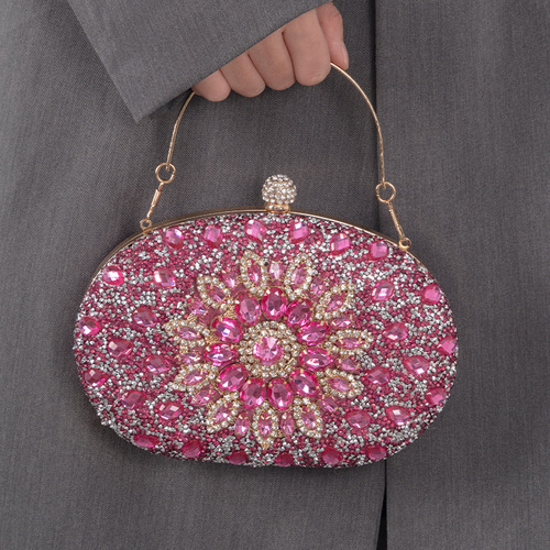 Cross-border set-diamond sunflower evening bag for women, fashionable banquet handbag, versatile dress bag