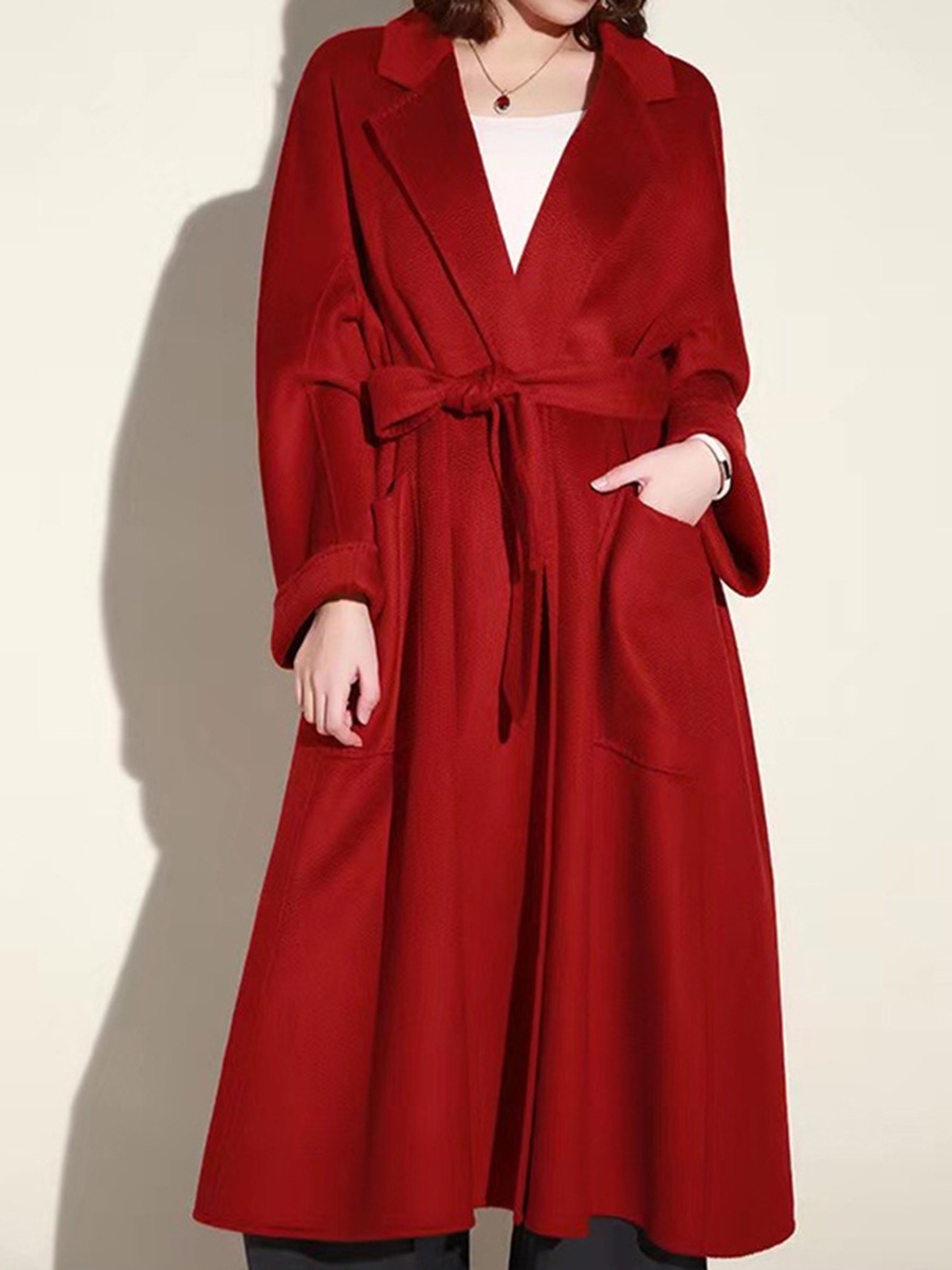 人気の 2025 ウォーターリップル両面カシミヤコート女性のためのエクストラロングヨーロッパとアメリカのバスローブスタイルの秋と冬のコート女性のための