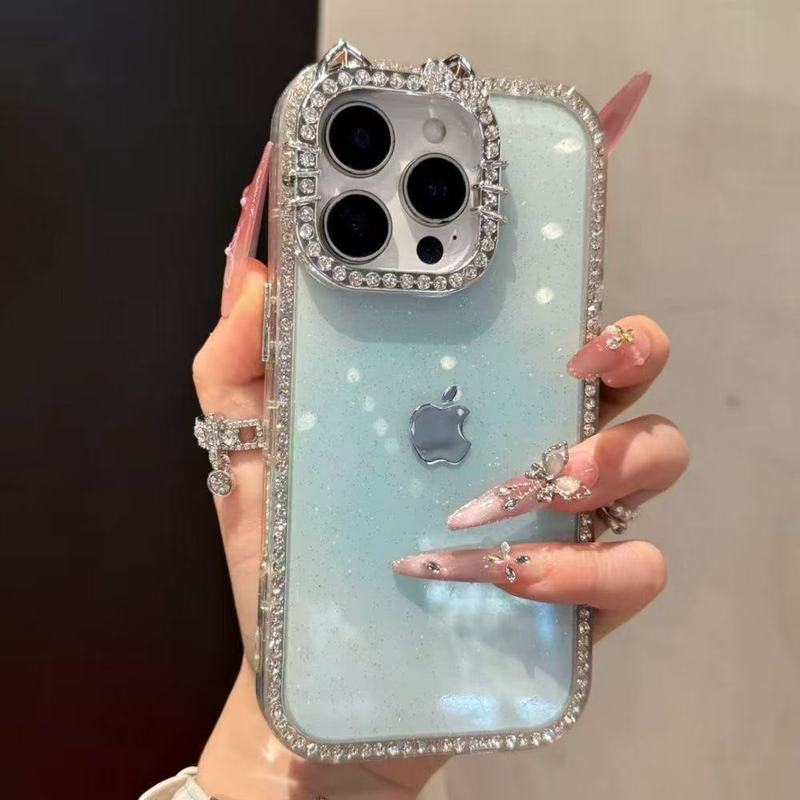 猫耳朵镶钻渐变色适用iPhone16pro手机壳苹果15网红14promax女13|undefined