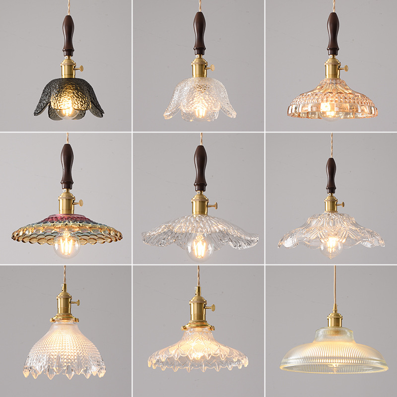 Mesita de noche de estilo japonés escandinavo, restaurante, dormitorio simple, bar, B & B, pasillo, cafetería, candelabro pequeño de cristal de nogal