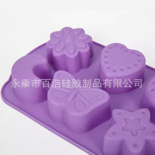 Cross-border heart-shaped 6-link insect silicone cake mold donut chocolate mold DIY baking tools manufacturers wholesale