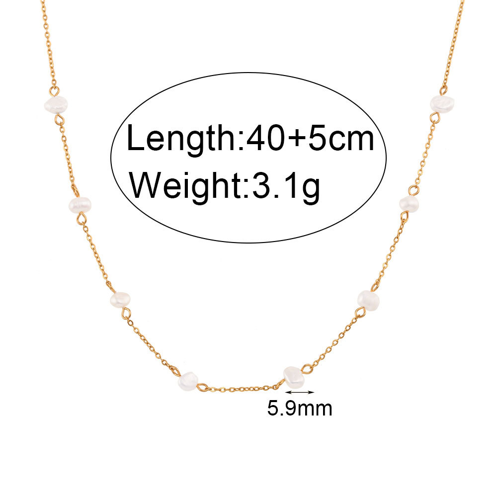 Fashion Round Stainless Steel Titanium Steel Pearl Plating Necklace 1 Piece