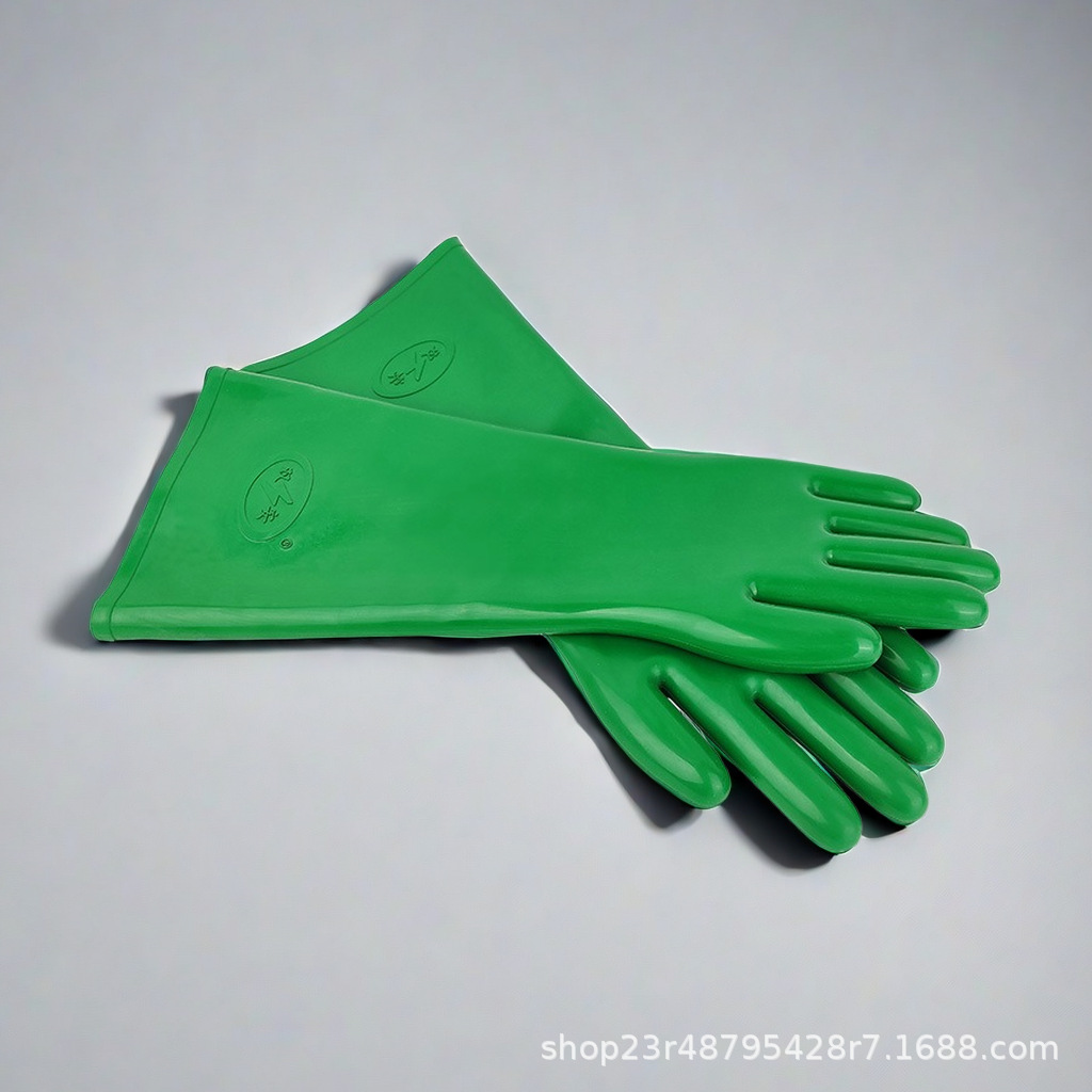 双安 40/45cm耐酸碱手套 加长耐腐蚀耐化学品绿色橡胶防护手套