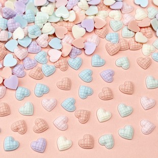Macaron Love Nail Art Jewelry Plaid Flat Bottom Color Heart DIY Hairpin Ear Nail Decoration Accessories