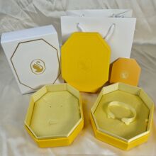 新款施华洛八边项链包装盒黄色蓝色手镯礼盒耳钉吊坠饰品包装礼盒