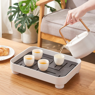 Japanese Style Household Tea Tray Light Luxury Modern Simple Tea Set Water Storage Tea Cup Drain Small Tea Table Square Tray
