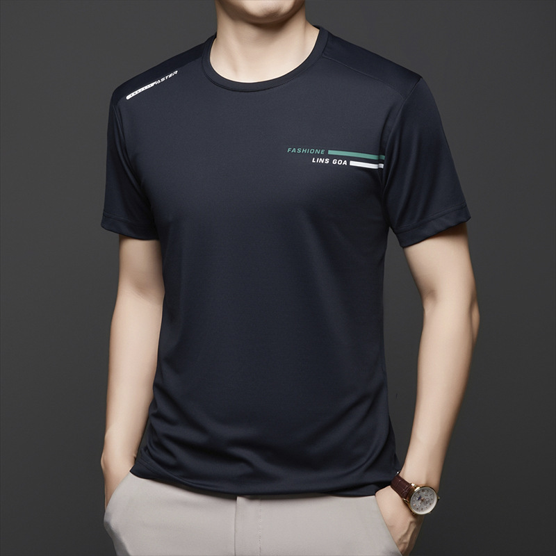 2025 short-sleeved men's T-shirt casual summer thin hair style…