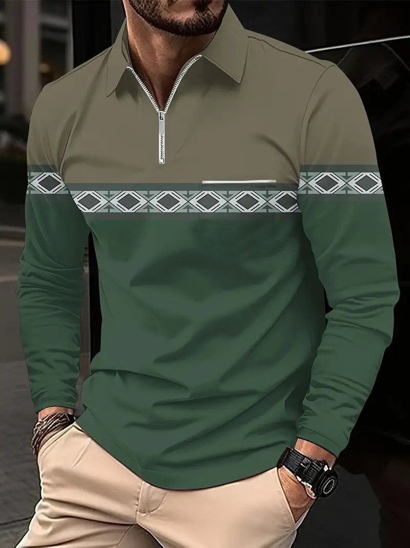 Otoño e invierno todo-fósforo estilo de Hong Kong guapo suéter de manga larga estilo minimal neutral temperamento fresco cremallera camisa POLO MB14