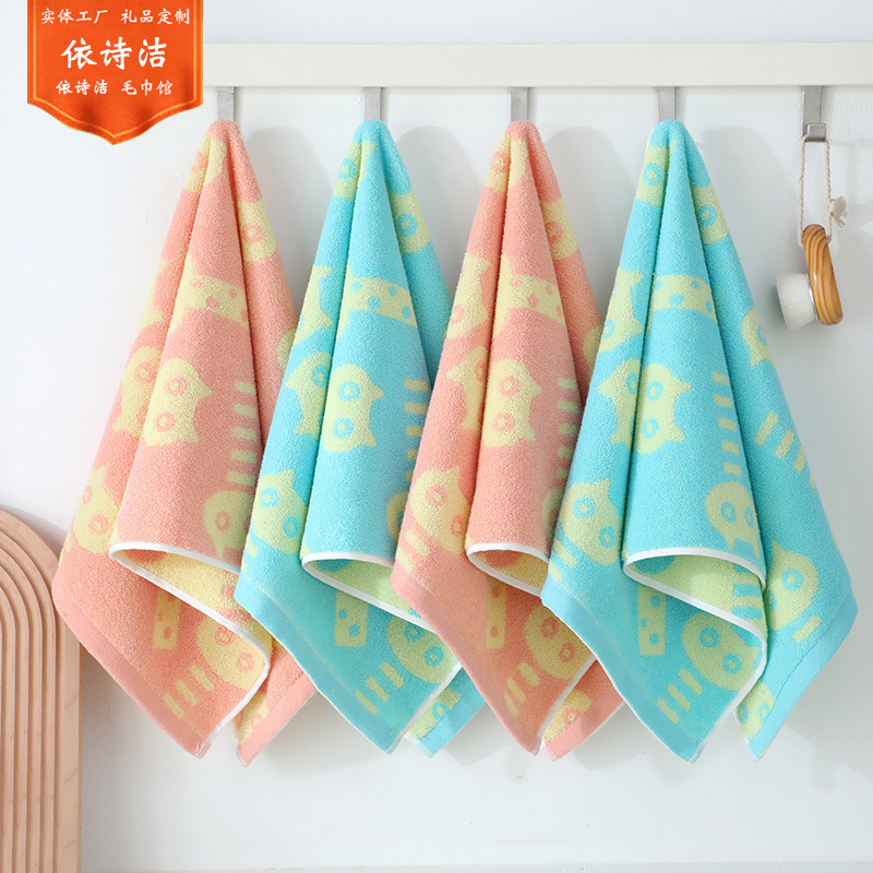 Cotton Towel Cartoon Cat Printed Face Wash Towel for Adult Household Couple Soft Not Easy to Lose Hair Wholesale Face Wipe Towel