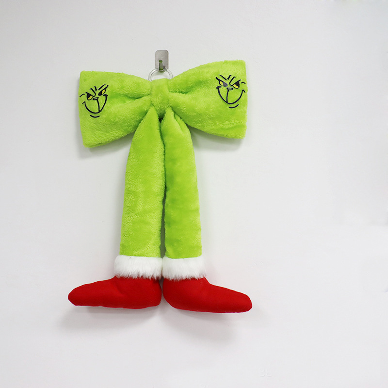 Decoración de Navidad de peluche Piernas de Elf Mariposa Peludo Muñeca de peluche Juguetes de Navidad Elf Muñeca Navidad Colgante Arco