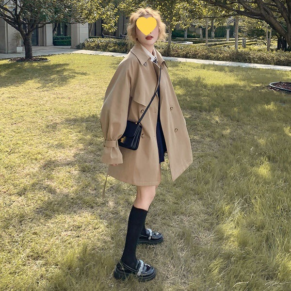 卡其色中长款风衣外套女2025春秋新款小个子宽松显瘦气质外套韩版|undefined