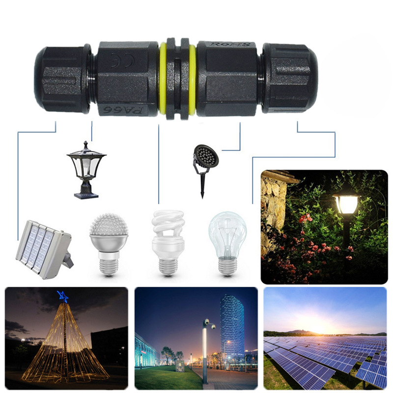 【量大价优】LED防水直通3芯接头地暖工矿灯连接器户外路灯接线头