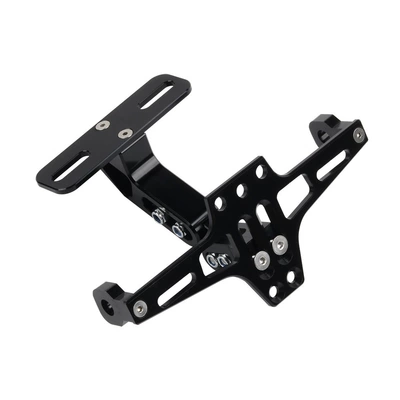 Motorcycle modified rear license plate frame with light MSX adjustable license plate frame CNC aluminum alloy bracket license plate support frame (License plate holder/license plate holder) - black