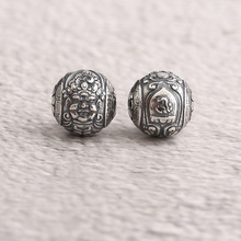 S925银 黄财隔珠3D文玩水晶藏式配饰手工diy 吊坠挂件饰品配件