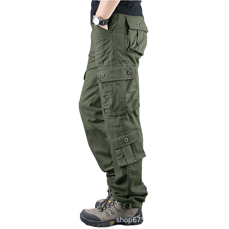 Multi-Bolsillo overoles pantalones casuales de los hombres al aire libre resistente al desgaste táctico más tamaño suelto recto 8-Bag pantalones de comercio exterior