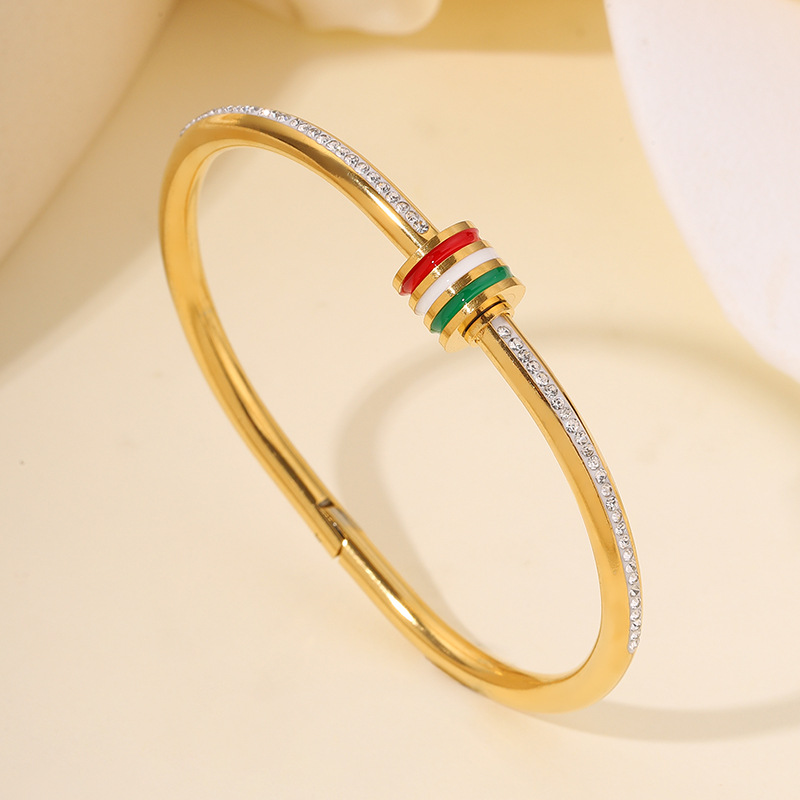 Pulsera de Acero de Titanio, Moda Transfronteriza, Pulsera Europea y Americana con Diseño de Estrellas, Pulsera Redonda con Diamantes Completos para Mujer, Pulsera de Acero Inoxidable para Parejas