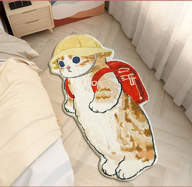 地毯,地垫,卧室地毯,床边毯,卡通猫咪地毯,长绒地毯