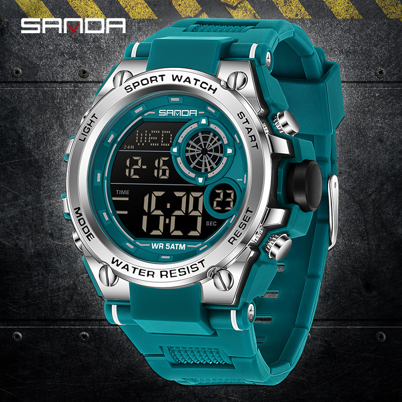 SANDA 6255 reloj estudiante multifunción cronógrafo deportivo reloj de pantalla digital electrónica impermeable de moda