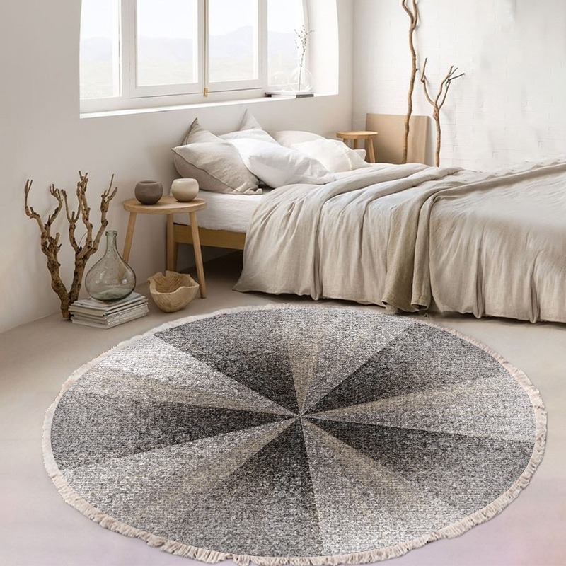 Nouveau produit transfrontalier : Tapis rond épais de style ethnique européen, idéal pour la chambre, le salon, les chambres d’hôtes et la maison._voghion.com