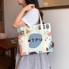 原创简约帆布包女新款大容量单肩包厂家批发学生书包通勤文艺布袋