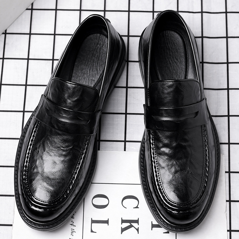 Men's 6cm Height Increasing Slip-On Leather Loafers Casual Shoes_vogvips.com
