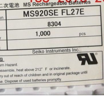 MS920SE-FL27E充电11mah，9.5x2.1mm，3v SII日本精工 原装  议价