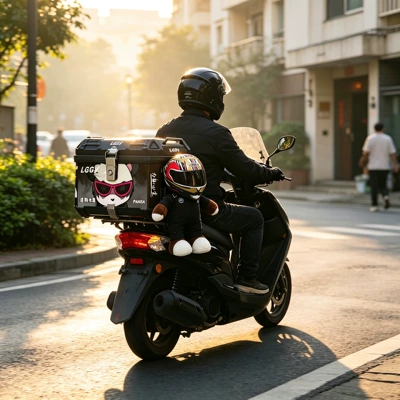 Motorcycle trunk scooters, and can be used as a - 48l-black-and-gray-lucky-bear-plush-toy-top-tier-edition-little-black-bear-fortune-cat-plush-toy-inner-lining-backrest-base-installation-kit