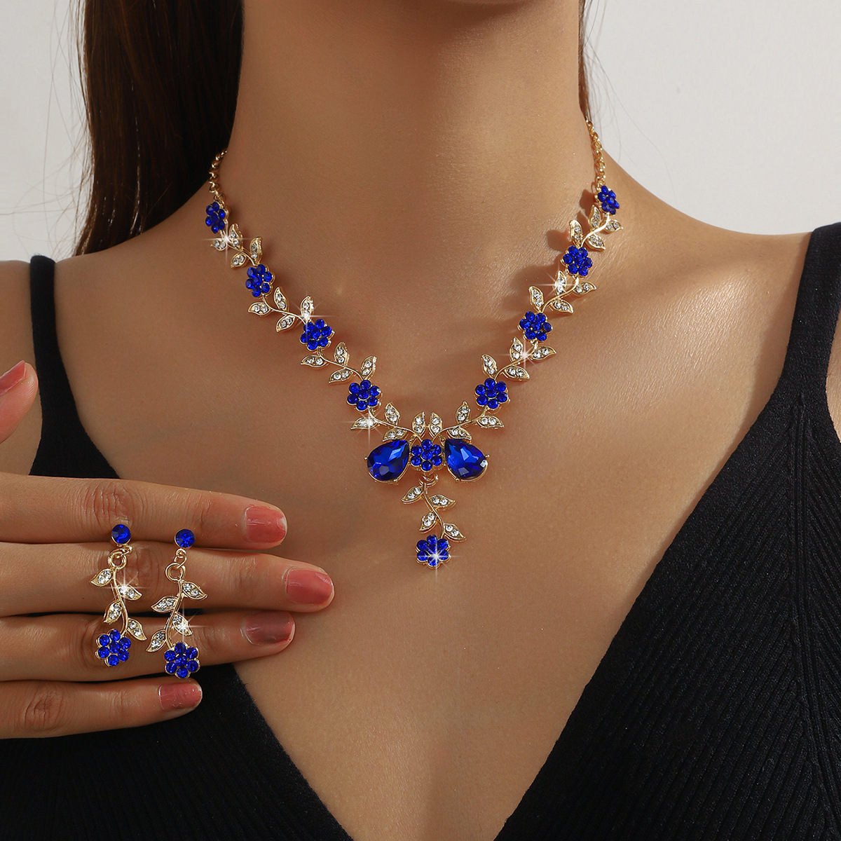 268 gold blue two piece set