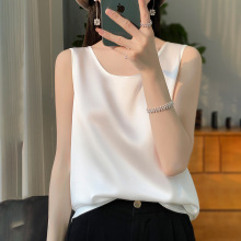 真丝吊带背心女内搭西装2025新款醋酸宽松缎面夏季桑蚕丝打底衫黑