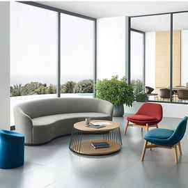 轻奢时尚休闲办公组合弧形创意沙发接待区现代简约异形设计师家具