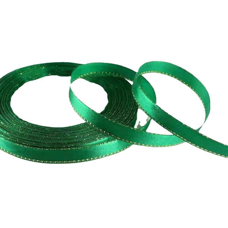 0.6CM 더블 골드 에지 싱글 사이드 리본 웨딩 선물 상자 사탕 상자 포장 리본 초대 카드 활 리본