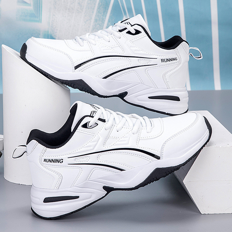 2025 Autumn and Winter Sports Shoes Trendy Men's Breathable Lace-Up Large Size Youth Running Shoes Leather Waterproof Casual Shoes